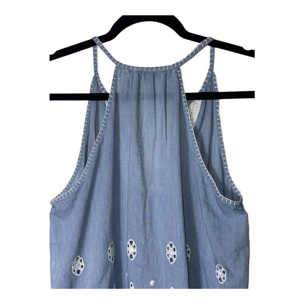 2031. Joie Women's XS Blue Embroidered Eyelet Racerback Tank Top - Picture 6 of 7